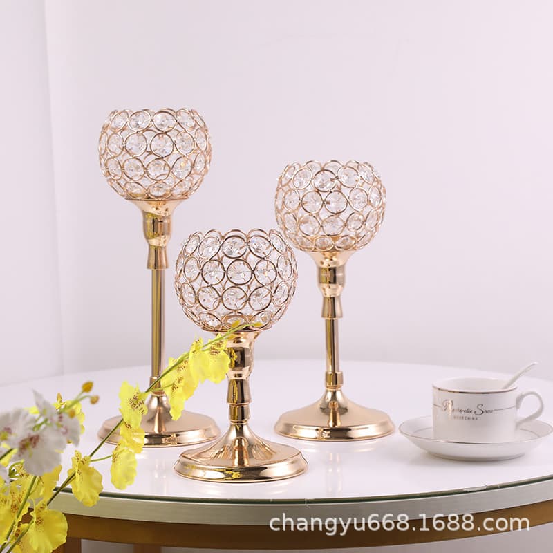 Crystal Candle Holder Ornament Romantic Wedding Decoration Candlestick Home Dining Table Candlelight Dinner Creative Ornament