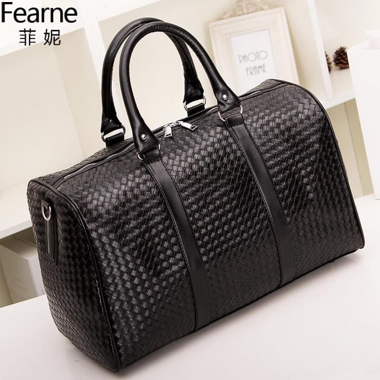 New Large Capacity Knitted Handheld Travel Bag Unisex Single Shoulder Luggage Bag Black Business Trip