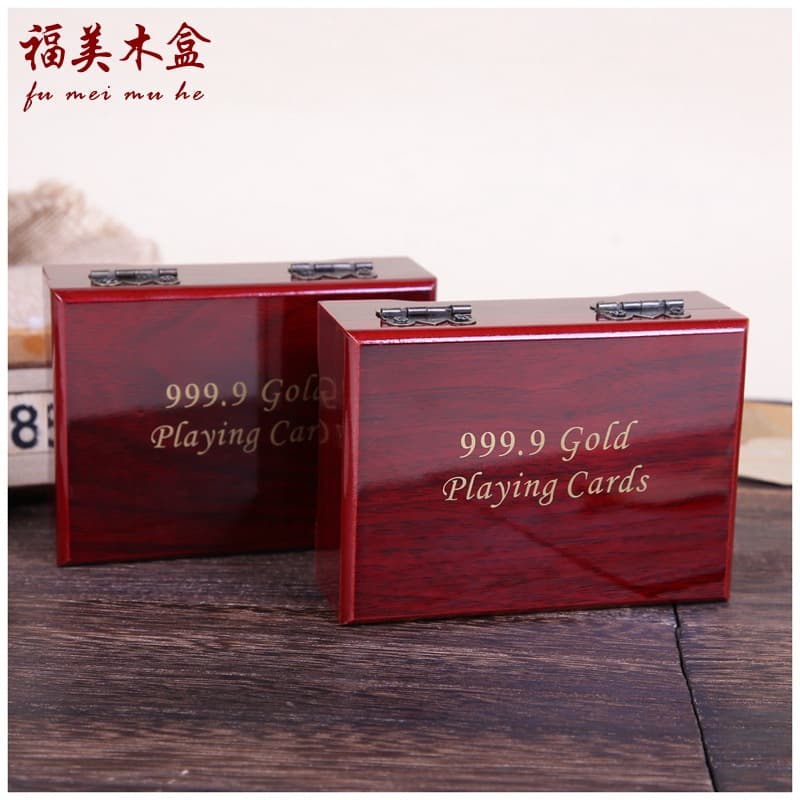 New gold foil playing card storage box, creative printed flip-top packaging wood box, customizable gift packaging
