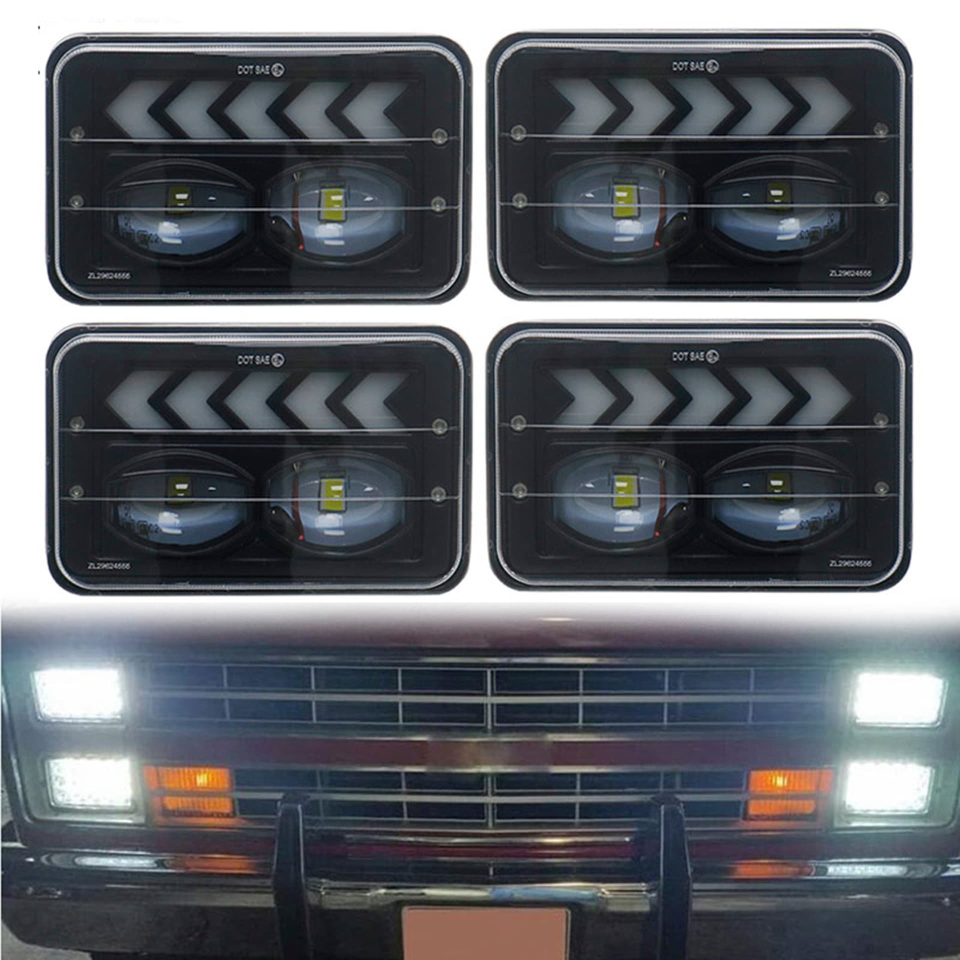 Compatible with Jeep Off-Road Vehicle 4x6 Square Light 5-Inch Square Light Pickup Truck Modification Light RV Modification Light