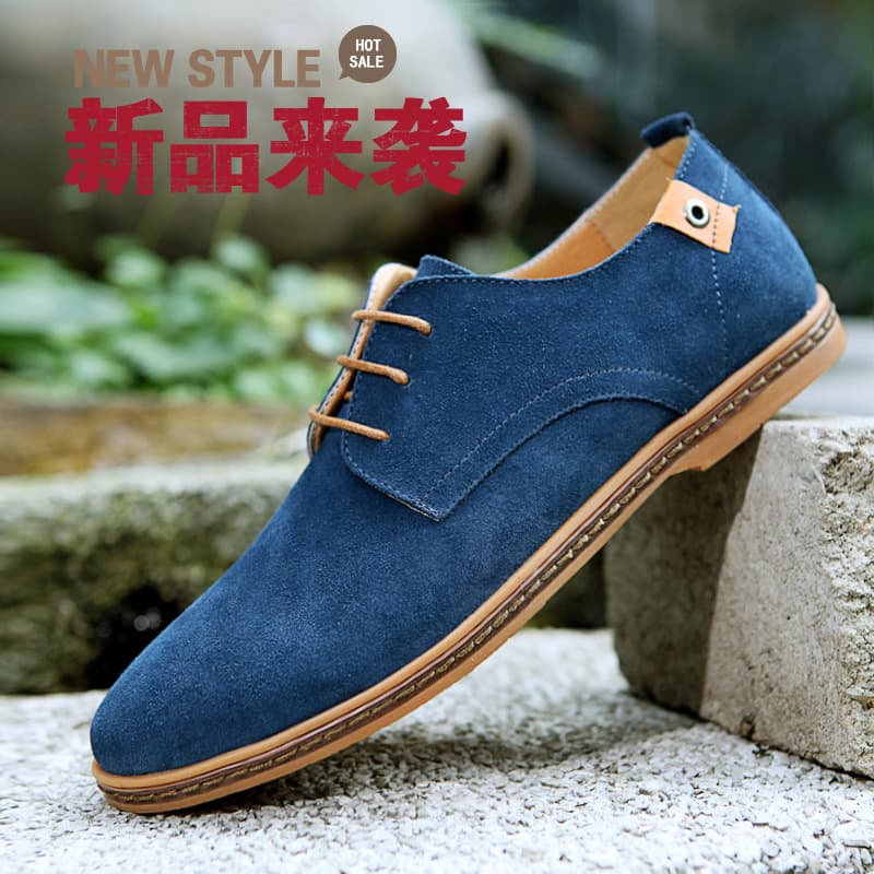 New Men's Casual Shoes 45 Suede Leather Shoes 46 47 Large Size Men's Shoes Lace-Up Drop Shipping Wish