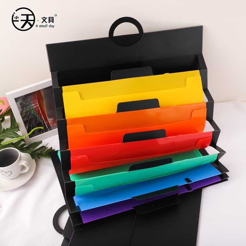 A4 Plastic Accordion File Organizer, Cross-Border Ecommerce Hot Seller, Multi-Function 6-Pocket File Bag, Hanging Accordion Folder