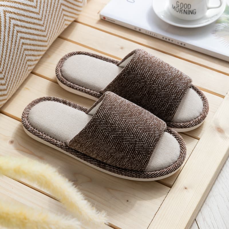Linen Slippers for Women Summer Home Indoor Couples Anti-Slip Soft Sole for All Seasons Spring Autumn Floor