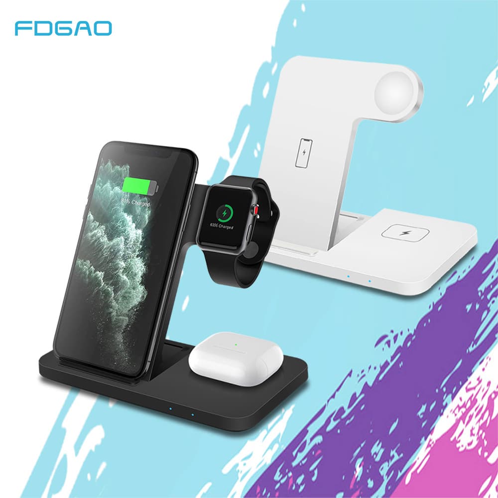 Foldable 3-in-1 Wireless Charger 15w Fast Charging Supports Qi Compatible 12 Headphones Watches