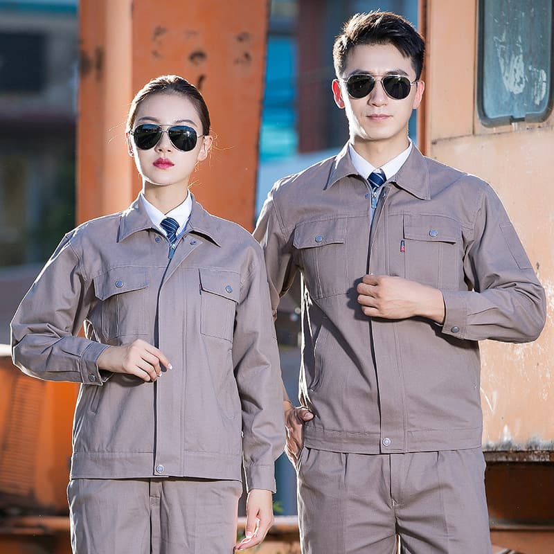 Spring and Autumn Long-Sleeved Pure Cotton Work Clothes Set, Anti-Scalding and Wear-Resistant, Welding Short-Sleeved Engineering Labor Protection Workshop Uniforms