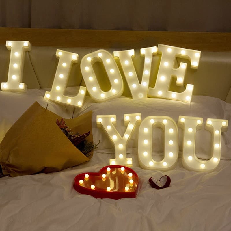 LED Letter Light, Number Light, Symbol Shape Light, Decorative Light, Heart-Shaped Night Light for Weddings, Birthday, and Proposal