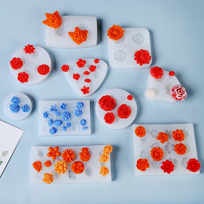 Silicone Baking Molds Floral Chocolate Sugar Art Cookie DIY Drip Glue Aromatherapy Candle Molds Various Flower Designs
