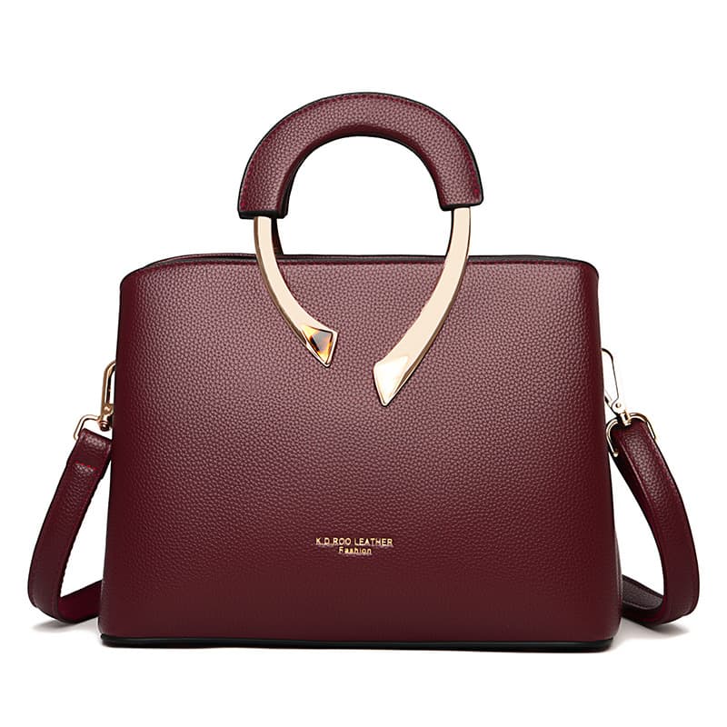 2024 New European and American Fashion Ladies' Shoulder Bag, Crossbody Bag for Middle-aged Women, Lychee Texture Large Handbag