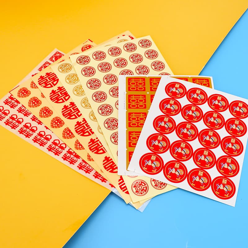 Wholesale wedding egg stickers, small double happiness envelope seals, appliance adhesive double happiness stickers, and bridal chamber decorations.
