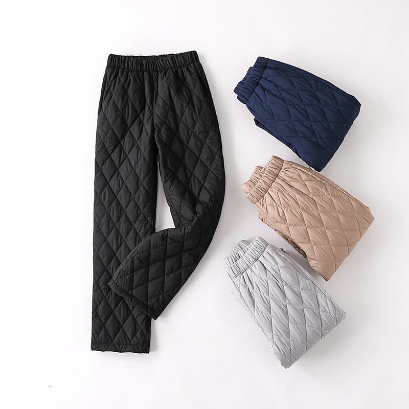 Women's Thickened Wide Leg Cotton Pants Autumn Winter Warm Slimming Casual Straight Durable Polyester Filling Down Cotton Trousers