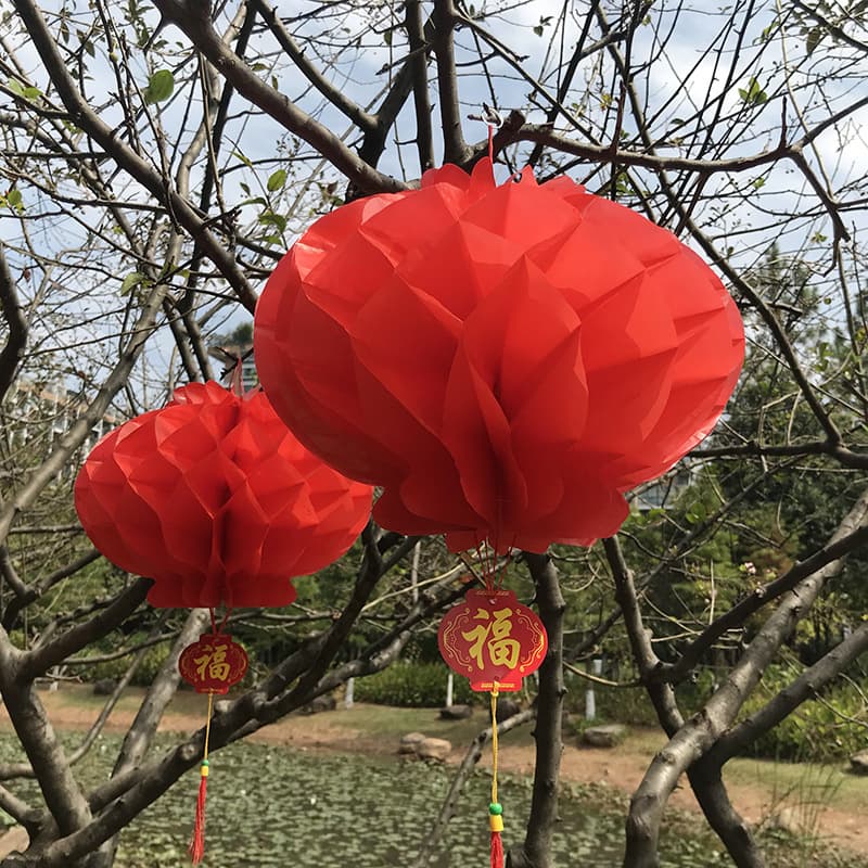 New Year's Day Wedding Celebration Foldable Paper Lanterns Plastic Red Paper Small Lanterns Outdoor Decorations Opening Festival
