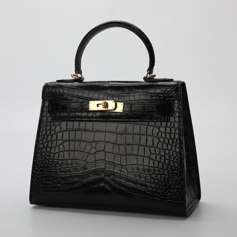 28cm Siamese Crocodile Leather Women's Handbag Genuine Leather Bag Fashion Trendy Crocodile Belly Kelly Bag Factory Direct