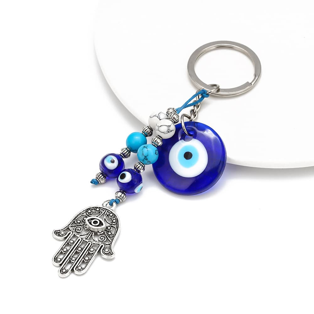 European And American Style Keychain Devil's Eye Hand Keychain Retro Popular Car Hanging Alloy Material Mediterranean Style