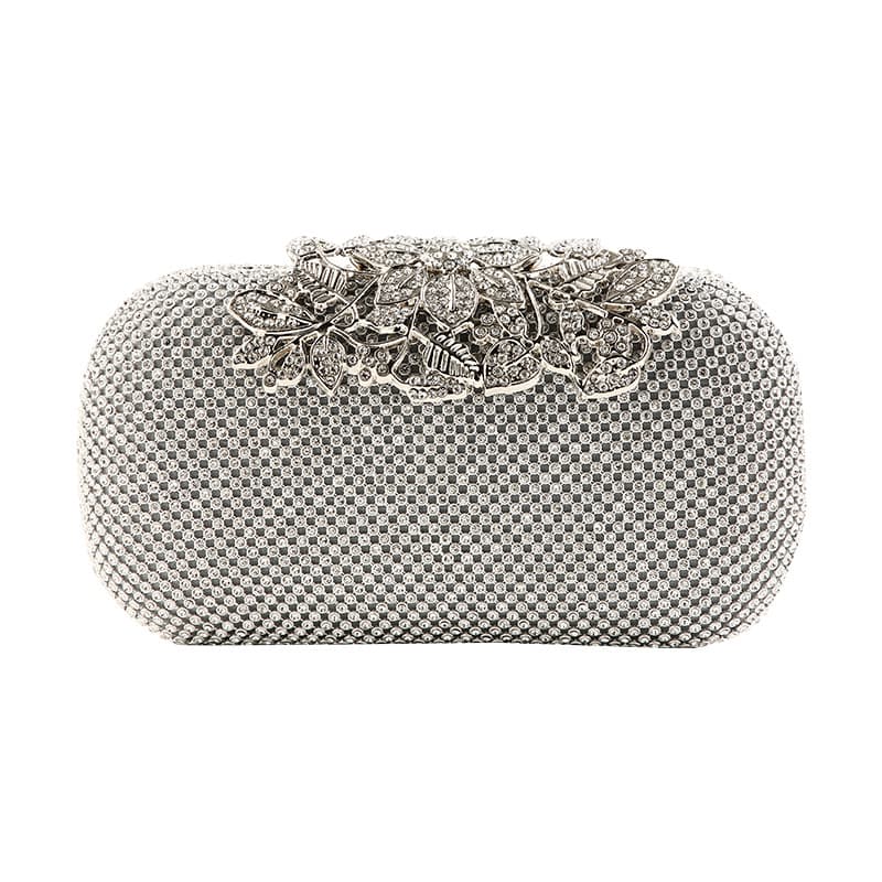 Handmade Dinner Bag with Embedded Rhinestones Large Version Flower Leaf Cover Head Handheld Bag Quality Model Daily Match