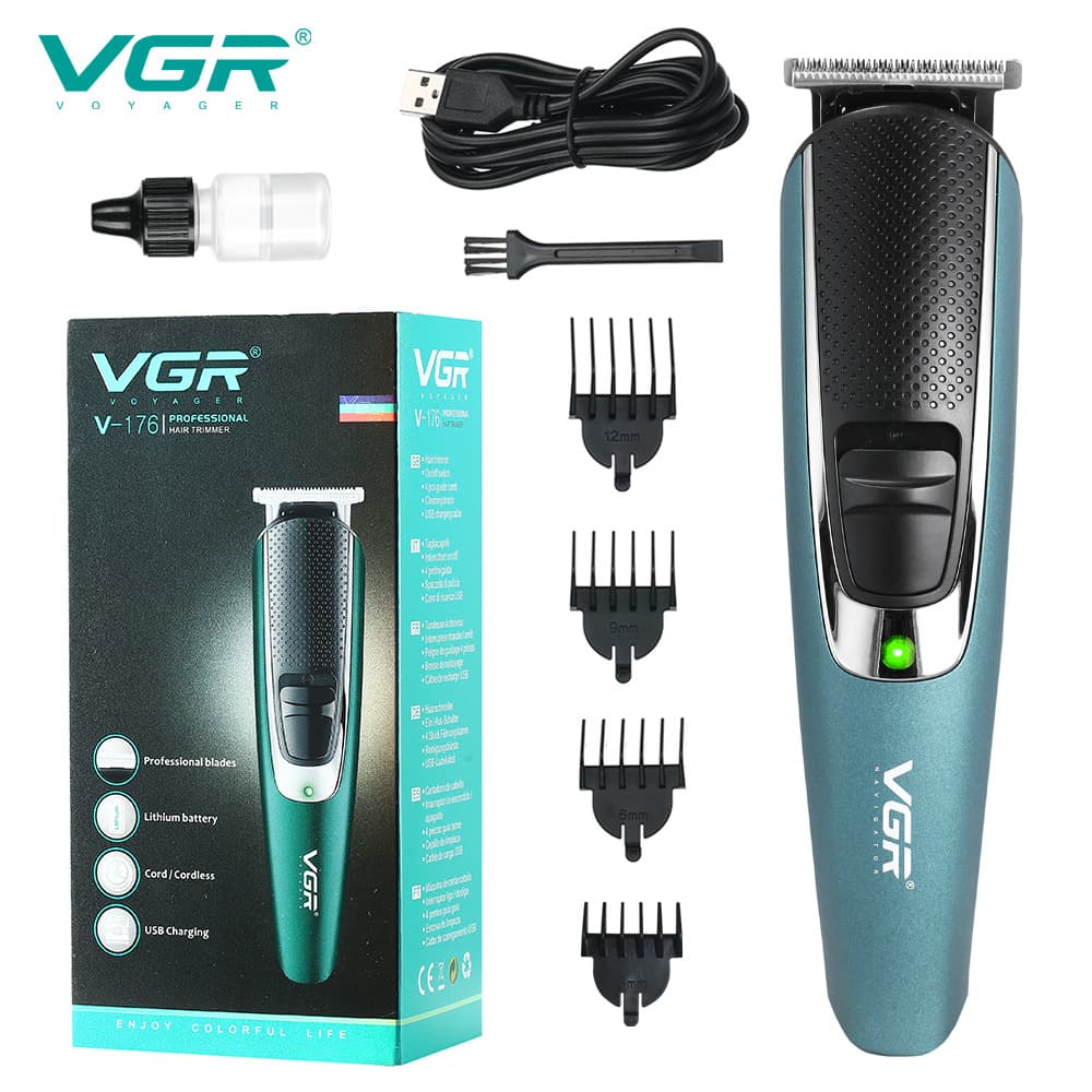 VGR176 Electric Hair Clipper Stainless Steel Blade Waterproof Hair Trimmer Carving Scissors Barber Tool for Men Women Kids
