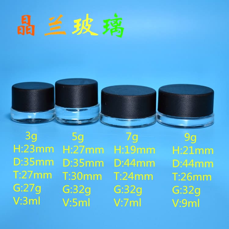 3ml, 5, 7, 9g ABS Child-Resistant CR Press-and-Twist Safety Cap Cannabis Cream Glass Jar 38mm/28mm Thread PP