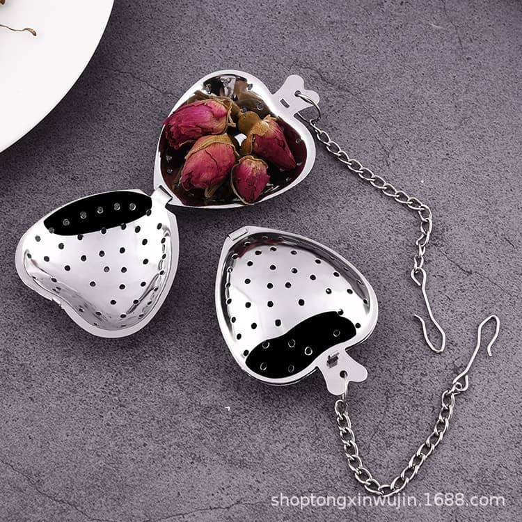 Stainless Steel Heart-Shaped Tea Ball Strainer, Office Tea Filter, Infuser for Tea and Spices, Tea Set Accessories