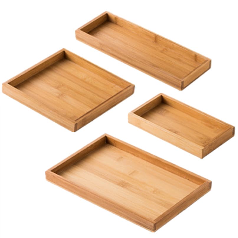 Real Wood Bamboo Rectangular Tea Tray Bread Wooden Cup Holder Home Use Gongfu Tea Set Water Cup Tray Japanese Style Wood