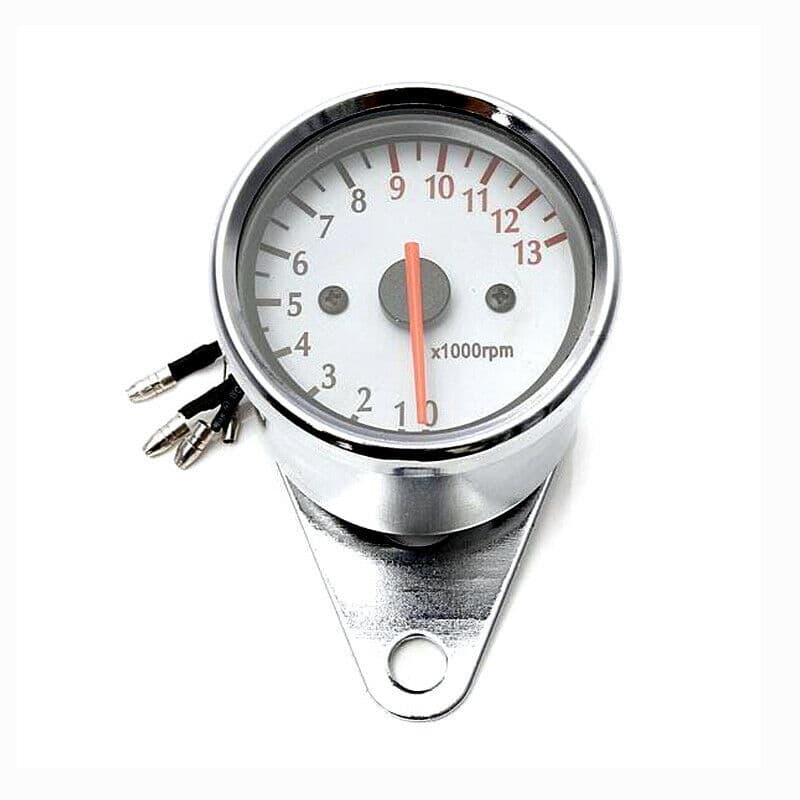 General Motorcycle Tachometer, Knight Prince Pointer Retro Tachometer, 13,000 RPM, White Stylish Instrument Panel