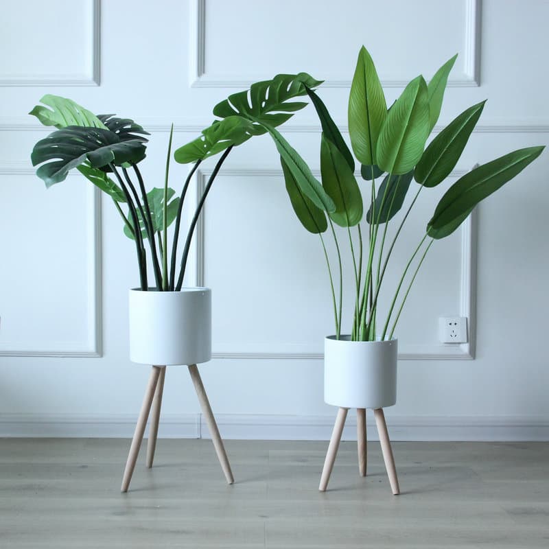 Iron Flower Pot for Pothos, Nordic Style Creative Iron Planter, White Round Stand with Bracket, Simple Floor-standing