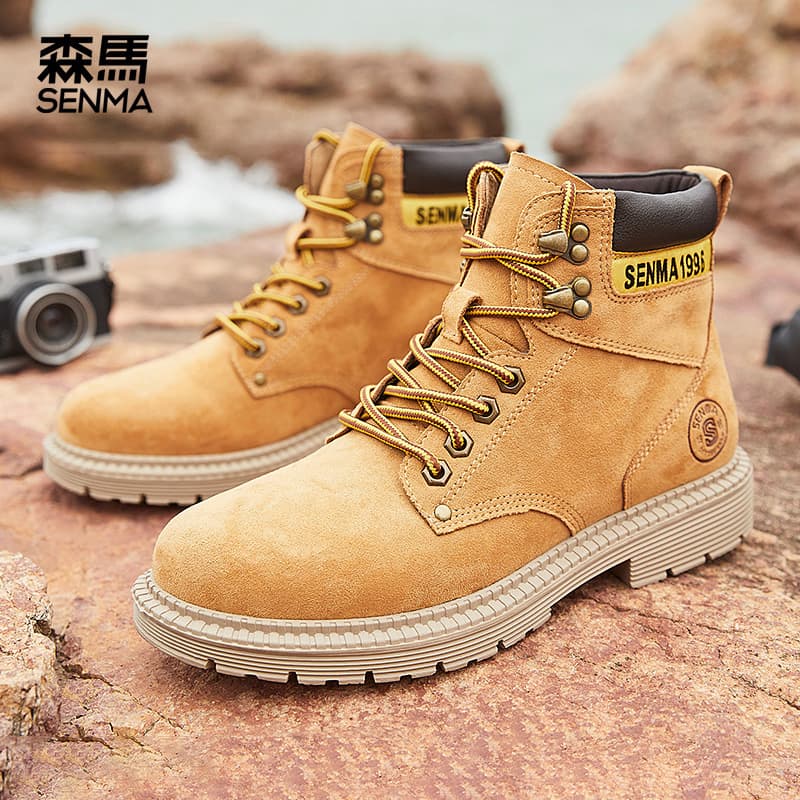 Semir Men's Martin Boots, Short Boots, British Style, Autumn/Winter New Work Boots, Trendy and Versatile Korean Style High-Top Yellow Boots