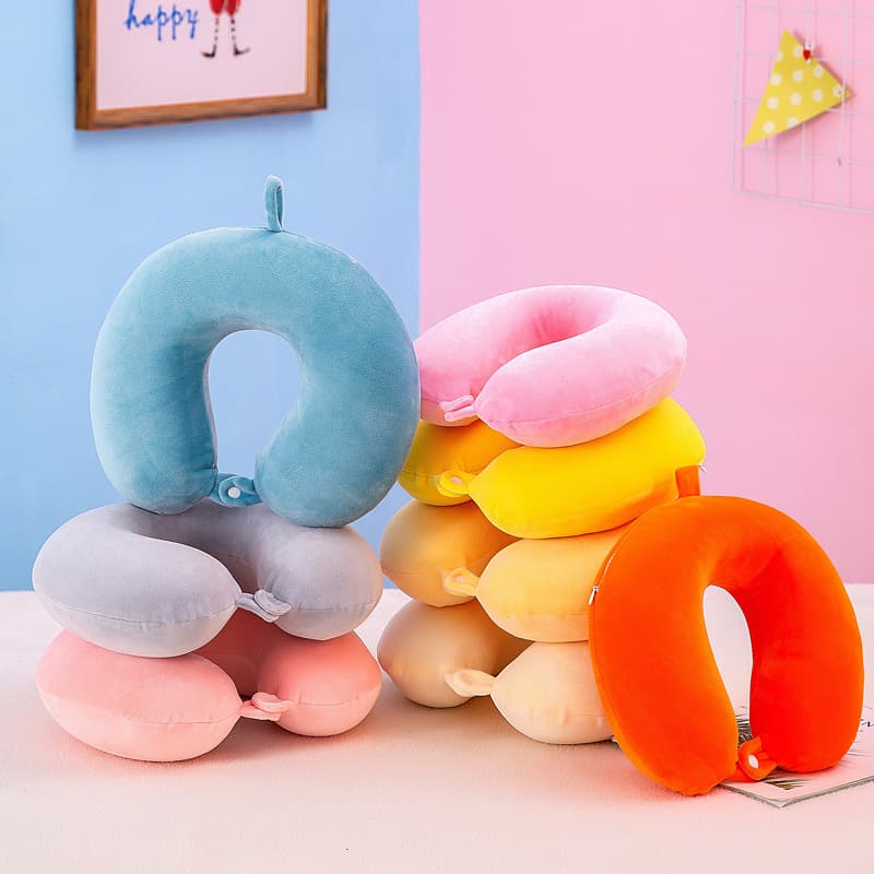 Summer Memory Foam U-Shaped Pillow Nap Travel Neck Pillow Ice Silk Cool Breathable U-Shaped Pillow Wholesale Custom Logo