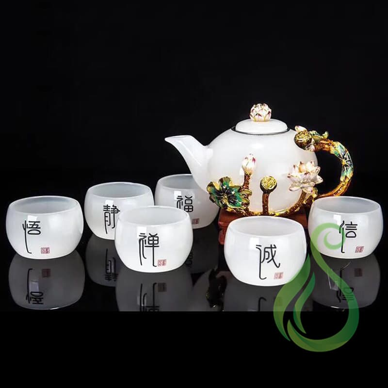 Wholesale Enamel Color Tea Cup Teapot Master Cup Glazed White Porcelain Handmade Jade Porcelain Tea Set Kung Fu Tea Tasting Cup