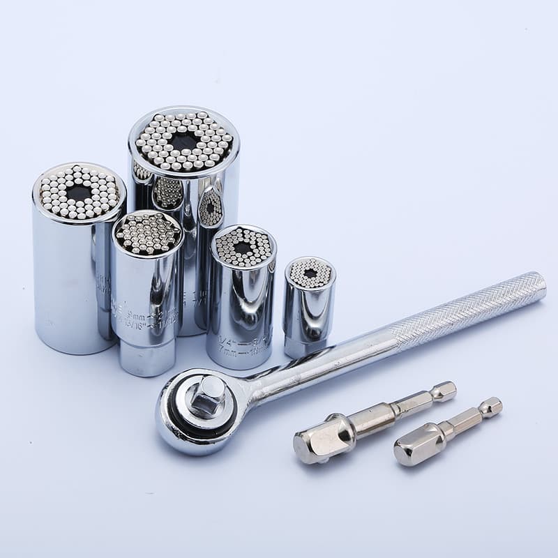 Universal Socket Chromium Vanadium Steel British Standard Chrome Plated Multi-function Socket 7-19mm Wrench