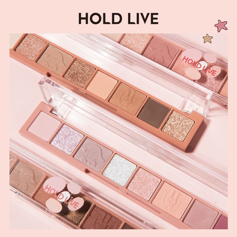 HOLD LIVE Fingertip Starry Eyeshadow Palette 8 Colors Pearl Shimmer Matte Fine Glitter Colorful Daily Versatile High Pigment No Powder Fallout