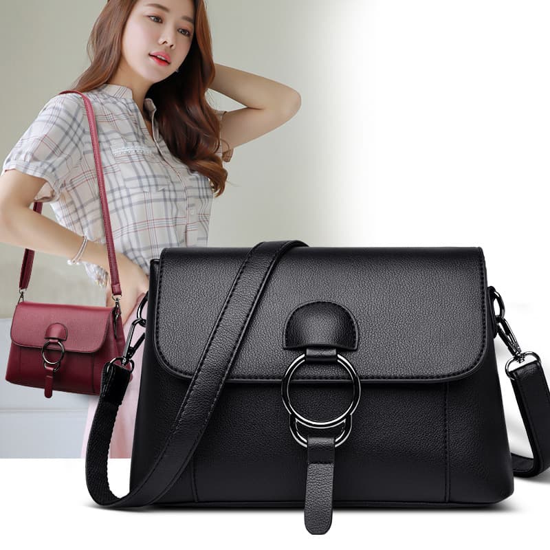 Large Capacity Casual Crossbody Bag for Middle-Aged Mothers Spring Summer 2024 Women's Single Shoulder Bag Retro American Style PU Material