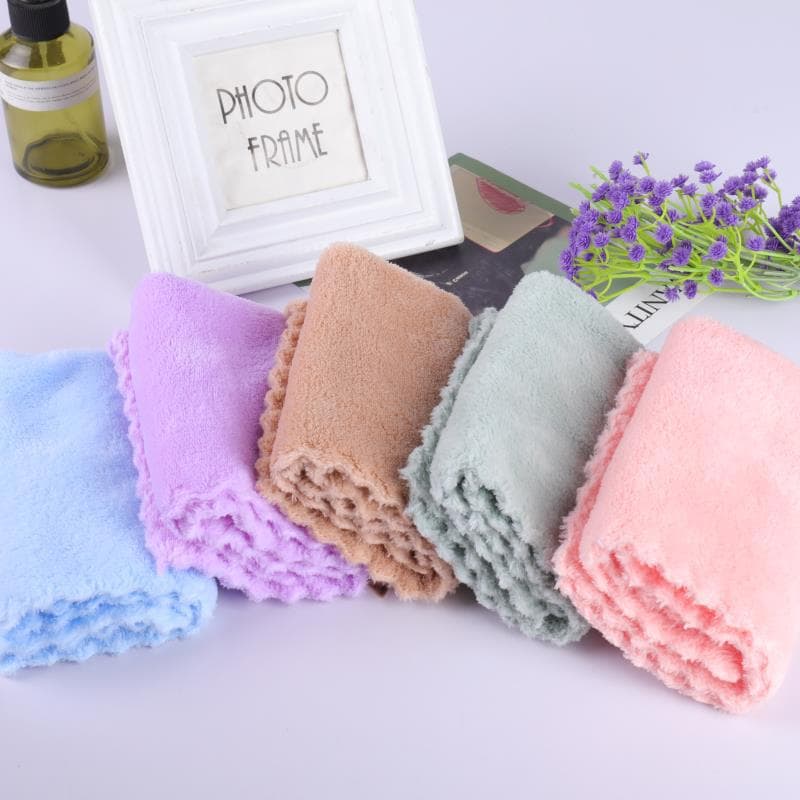 High-density Coral Fleece Trimmed Small Towels Plain Small Square Towels Soft Absorbent Gifts Household Fade-resistant Non-shedding