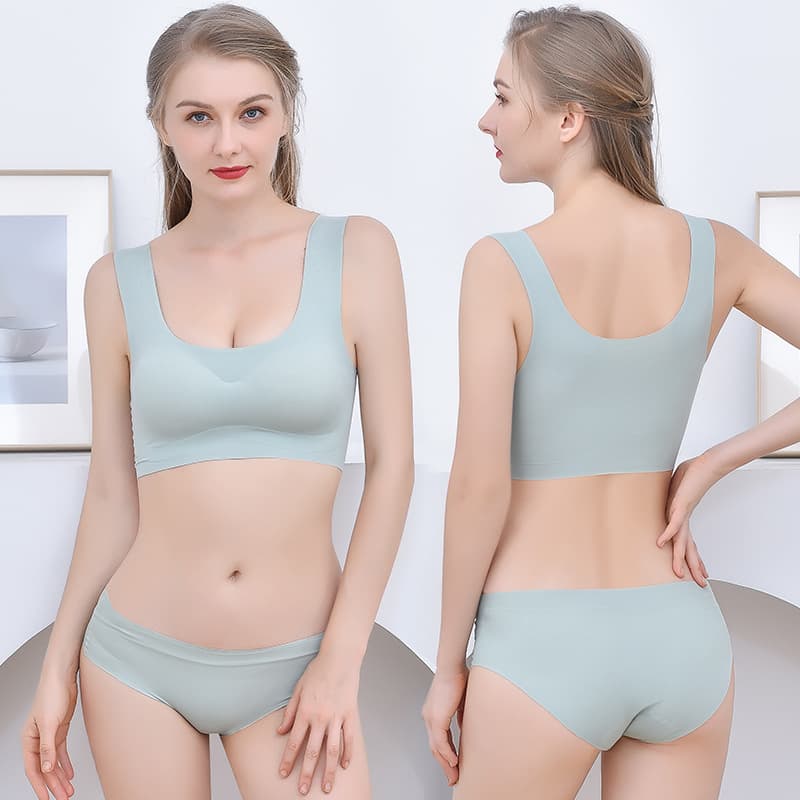Seamless Bra for Women, Cloud Cotton Pads, Ice Silk Sports Bra, No Steel Ring, Solid Color Yoga Sleep Bra