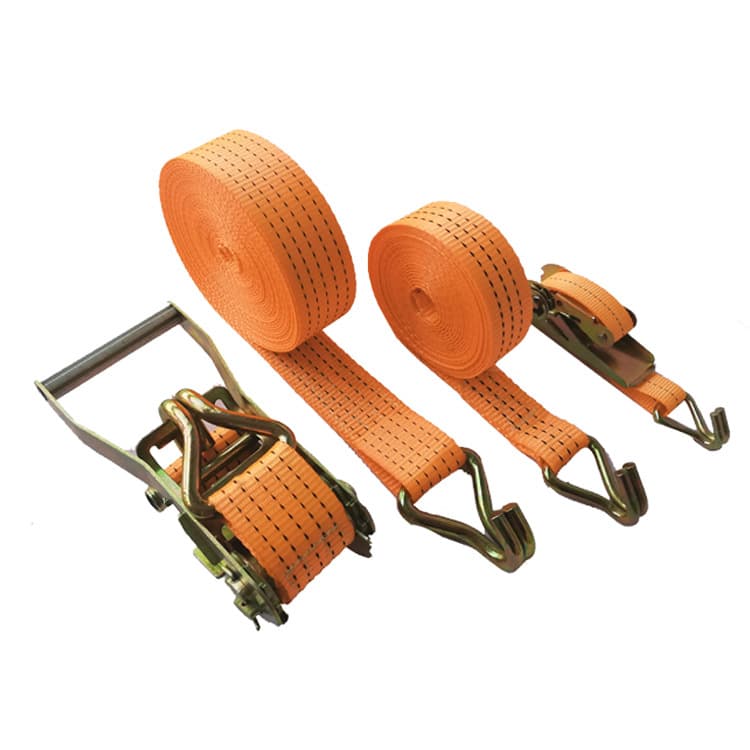 Truck Ratchet Tie-Down Straps Double Hook Polyester Cargo Binding Straps Heavy Duty Ratchet Tightener