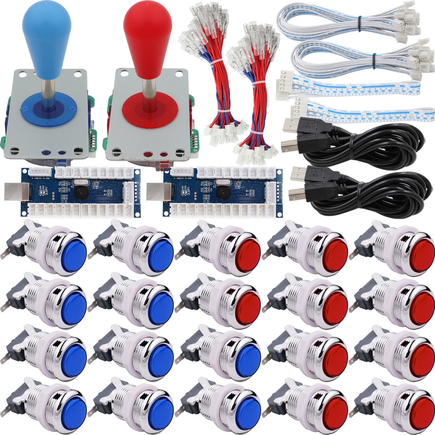 DIY Arcade Joystick Accessory Kit with Illuminated Buttons USB Arcade Joystick Chip Game Control Board