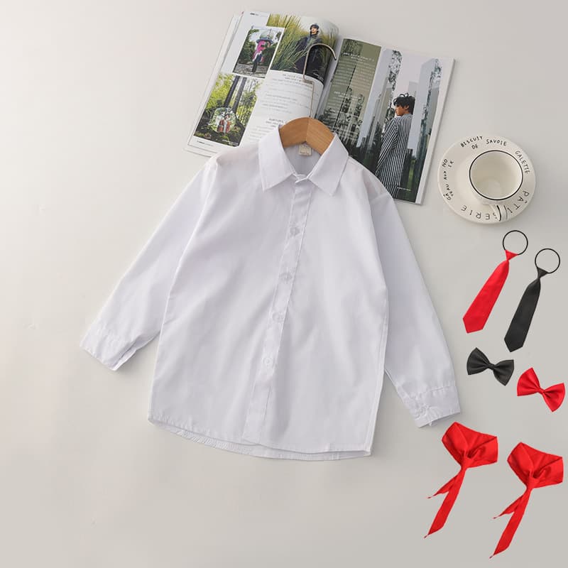 Primary and Secondary School Students White Shirt Boys White Shirt Girls White Shirt Breathable Long Sleeve Children's Shirt