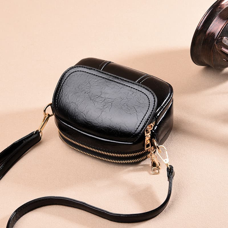 Cross-border Direct Supply Three-layer Small Bag Women 2026 New Trendy Fashion Versatile Single Shoulder Crossbody Small Round Bag Soft Leather Women Bag