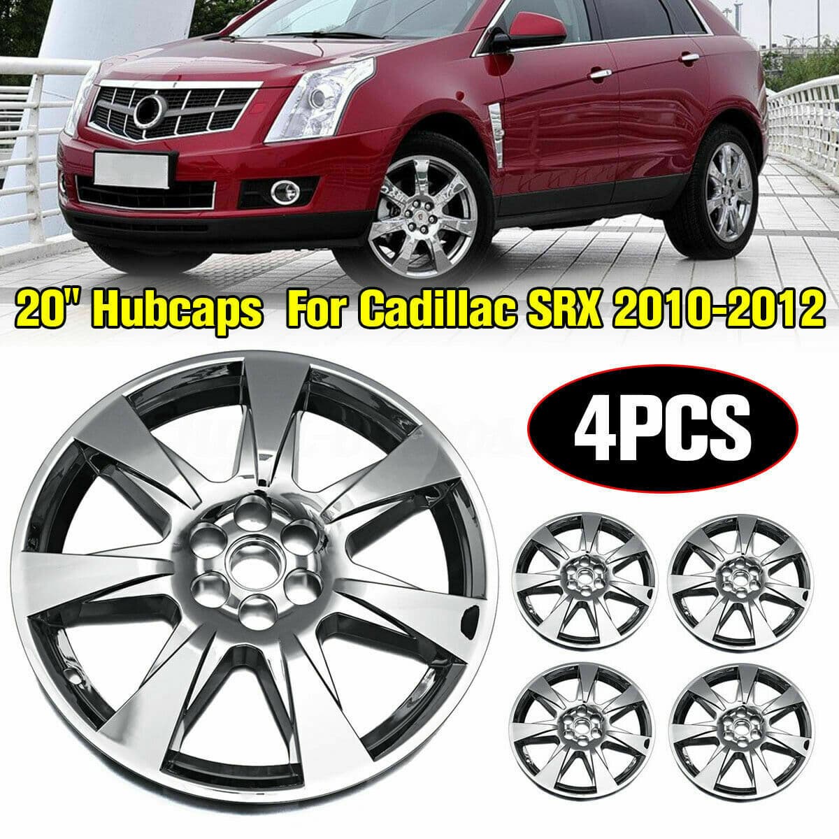Compatible with Cadillac SRX 2010-2012 20-inch Chrome Plated Hub Caps Wheel Covers