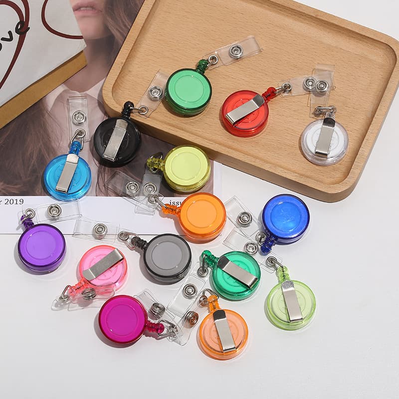 Transparent Pull-Tab Outdoor Solid Color Pull-String Retractable Clip Line Puller ID Clip Anti-Loss Waterproof Retractable Convenient