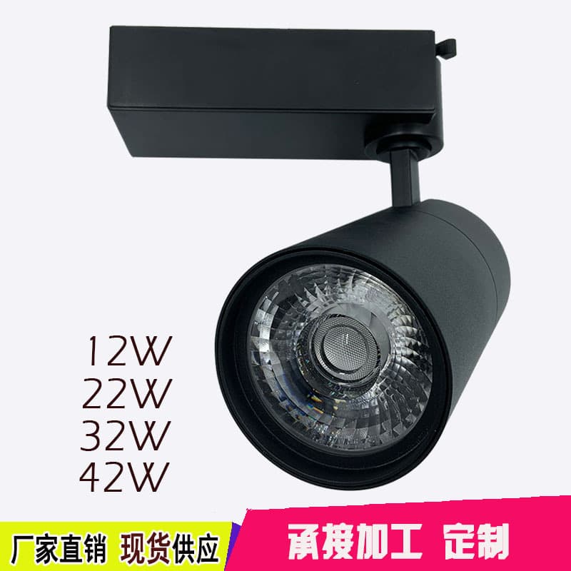 Cross-Border Wholesale LED Track Light Housing Flyproof Project Model Pure Aluminum Spotlight Commercial Lighting Lens Style Track Light