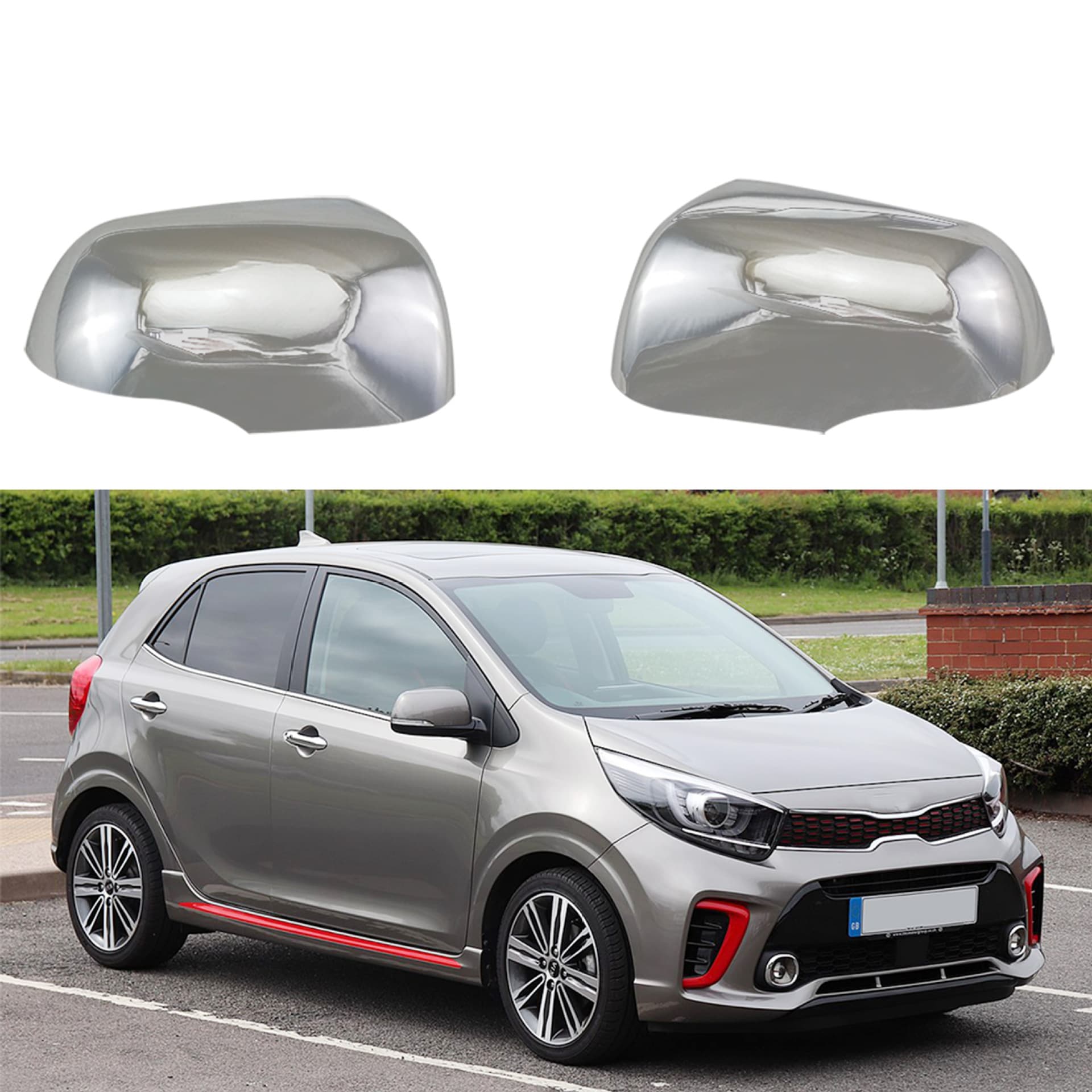 Side Mirror Cover for Kia PICANTO Morning ABS Chrome Silver Decoration 2011-2016