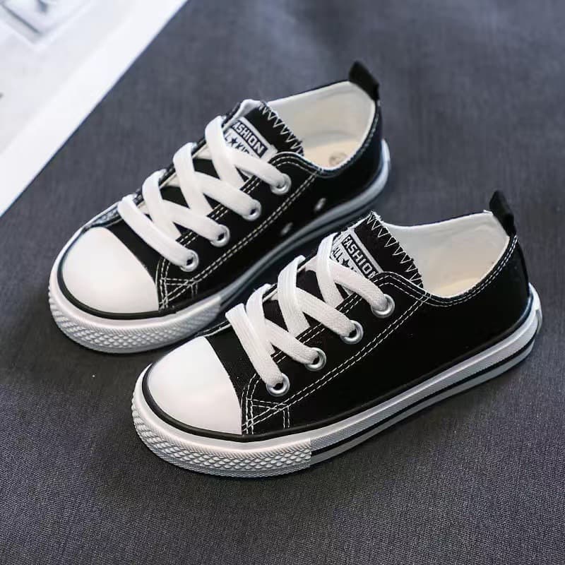 Children's Canvas Shoes 2023 Spring Autumn Style Korean Low Top Lace-up Boys Girls Baby Small White Casual Cloth Shoes