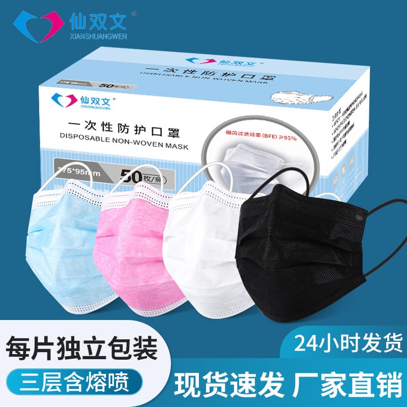 Manufacturer Stock Civilian Disposable Masks with Melt-blown Cloth, Three-Layer Protective Dust Adult Masks Wholesale