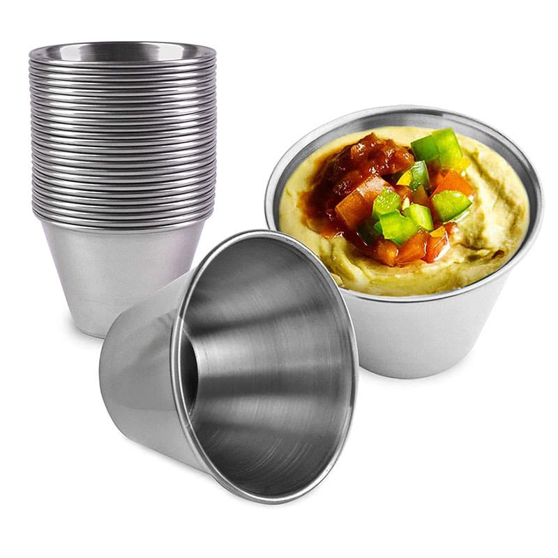 Thin Stainless Steel 304 Sauce Cup Salad Tomato Sauce Dipping Dish Dinnerware Kitchen Utensils Daily Use Tableware