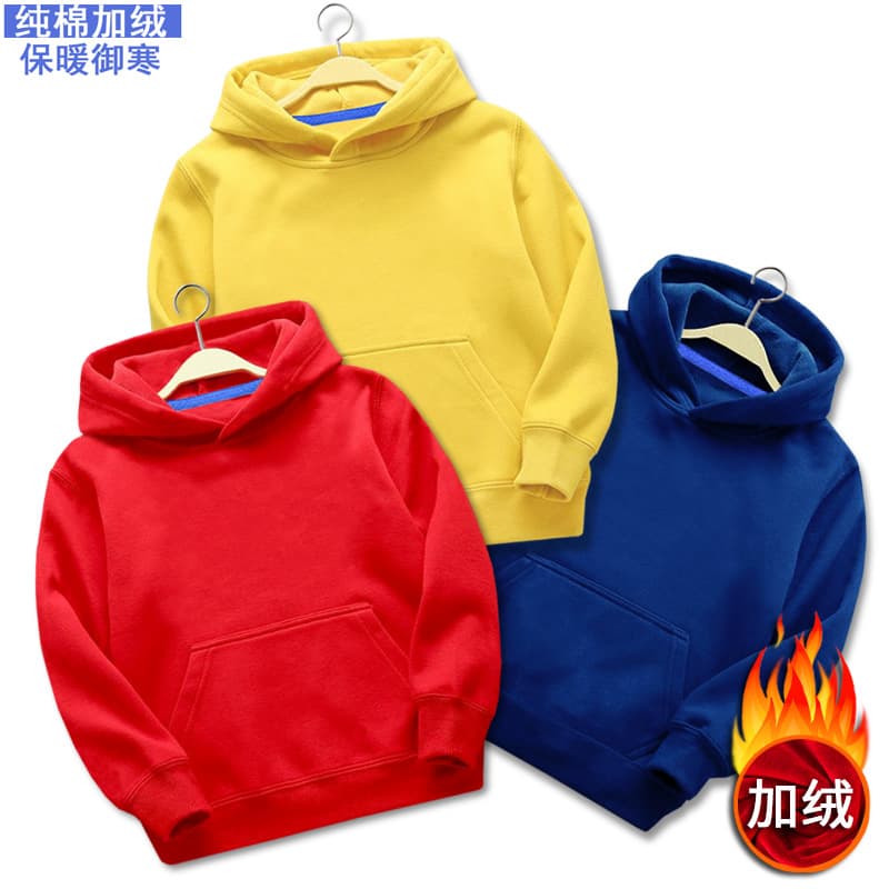 Thickened Fleece Lined Hoodie Sweatshirt for Boys And Girls Silver Fox Velvet Hooded Pullover Kids Clothing Wholesale