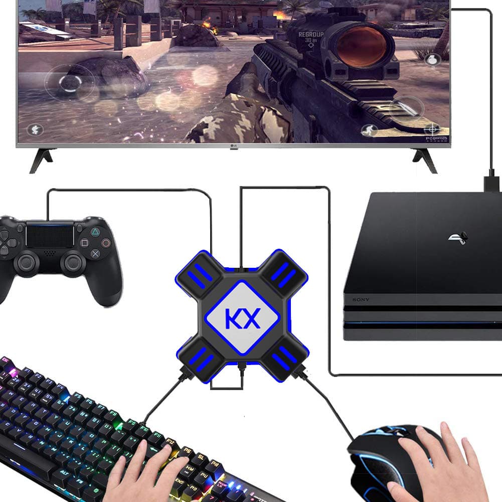 Kx Converter Box Switch Xbox PS4 PS3 Game Controller to Keyboard Mouse PUBG Converter for Gaming Digital Computer/Game Controller
