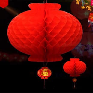 Plastic paper lantern manufacturer directly supplies red honeycomb folding festive small lanterns for Mid-Autumn Festival and Spring Festival.