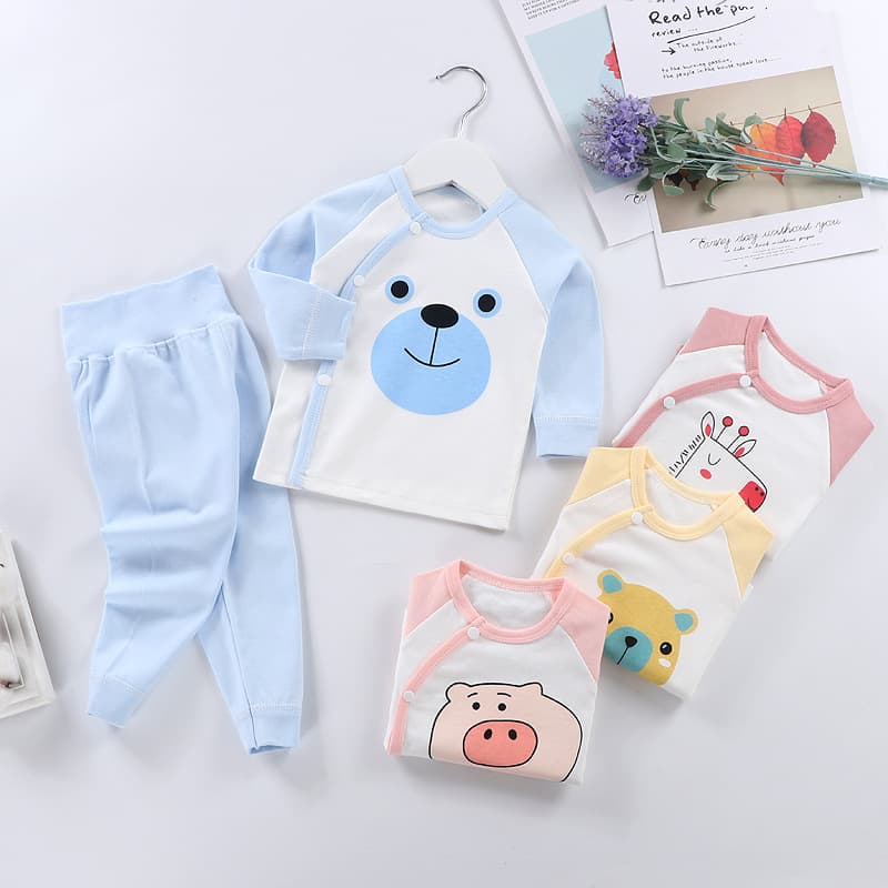 New Autumn/Winter Baby Underwear Set, Full Cotton Seamless Children's Long Johns, Baby High-Waist Pants, Belly-Protecting Homewear