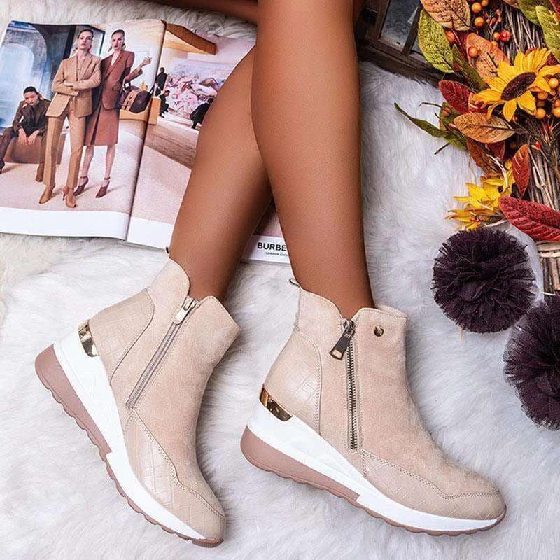 Women's Plus Size Boots 2020 Fall New Arrival Amazon Hot Style Zipper Chunky Heel Retro Ankle Boots