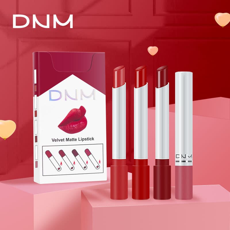 DNM Slim Lipstick 4-Piece Makeup Set, Smudge-Proof, Mirror Shine, Iridescent, Color-Changing, Moisturizing Velvet, Cross-Border Exclusive