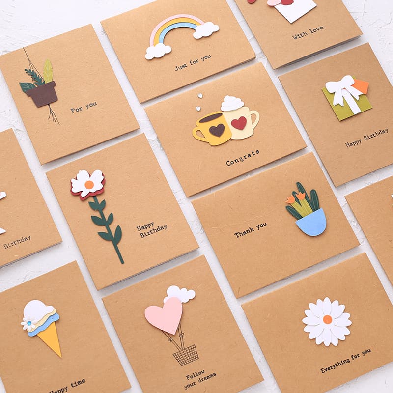 Creative 3D greeting card retro cowhide blank small card children's holiday blessing thank you message card wholesale